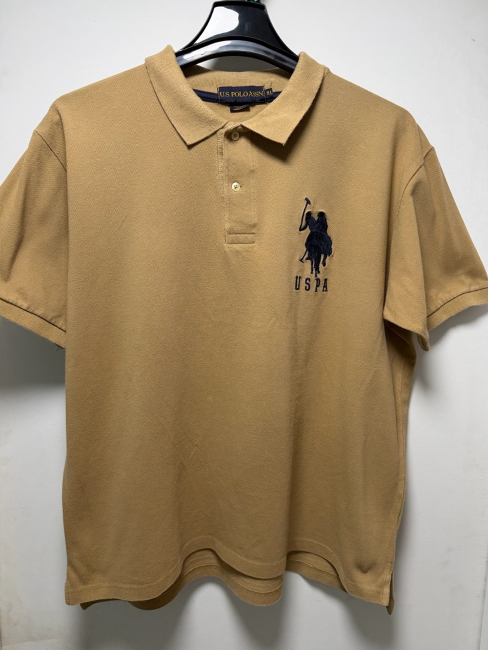 U.S. Polo Assn. Men’s Polo in Tan with Navy Logo